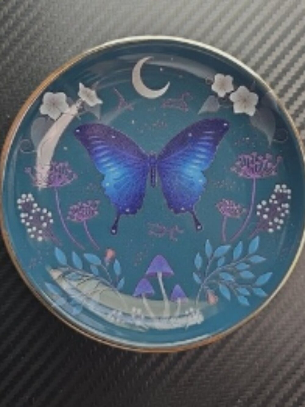 Midnight Moth Celestial Trinket Dish – Gothic & Night Sky Decor, 4.2" Ceramic